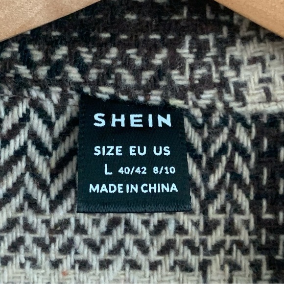 Shein Beige Brown Plaid Shacket - Picture 7 of 8